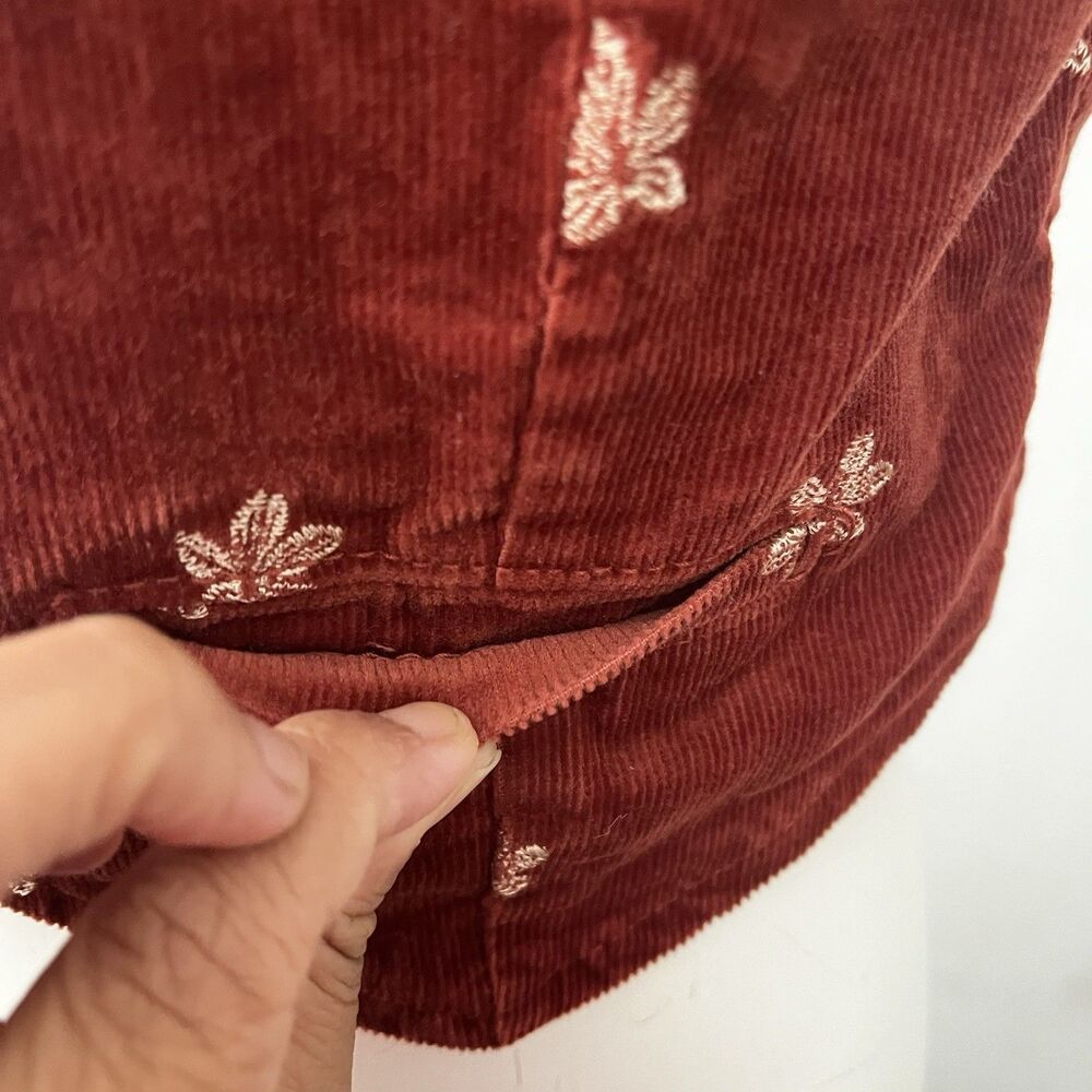 Roxy Corduroy Vest S Red Butterfly Western Cowgirl Festival Whimsical Twee Ranch - Picture 6 of 7
